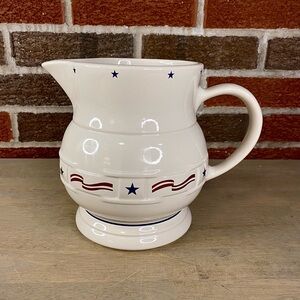 Longaberger Pottery Woven Traditions All American 2 Quart Pitcher Stars Stripes